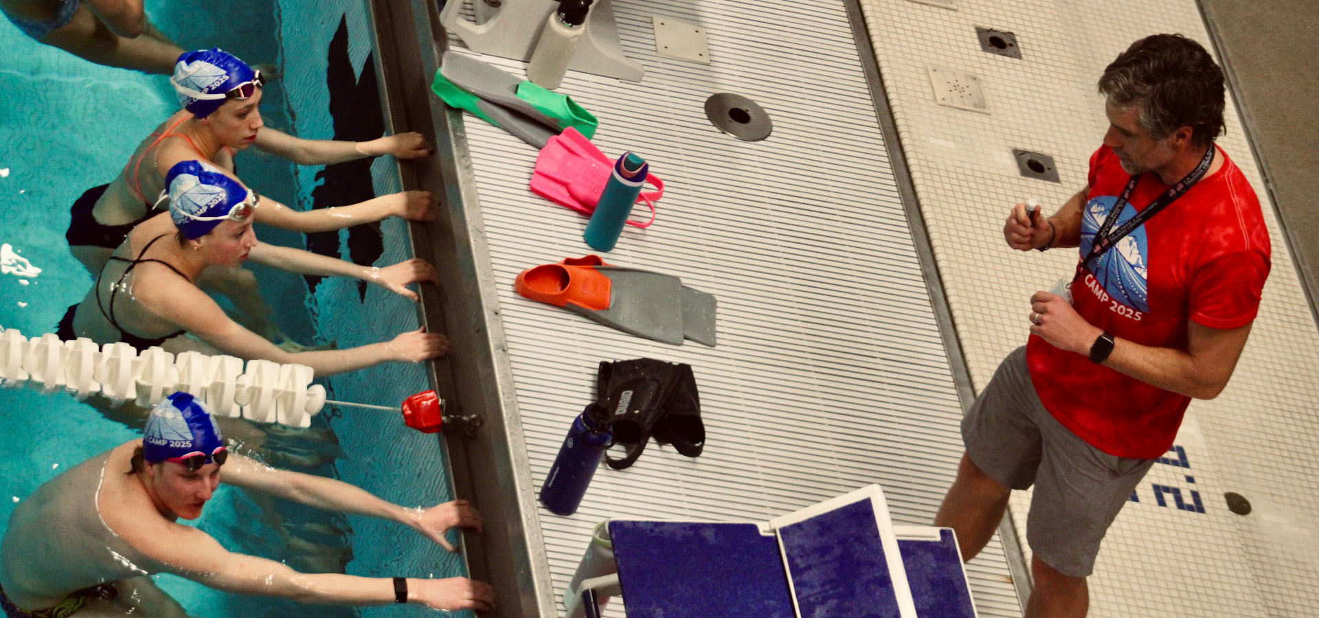 Chris Da Sie addressing swimmers at All-Stars camp